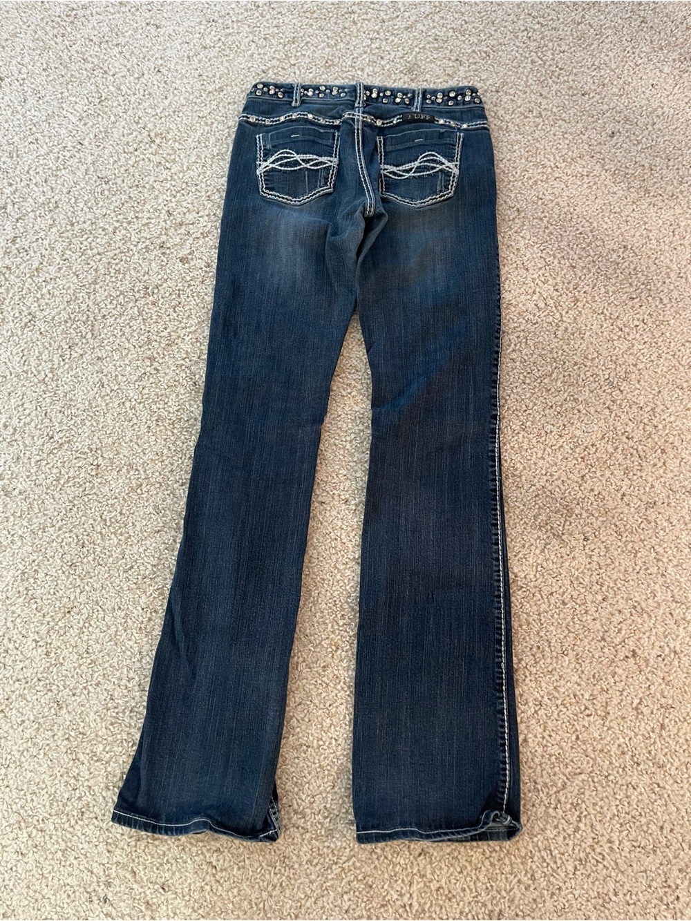 Cowgirl Tuff Jeans W29 L37 Bootcut Dark Wash Embroidery Actual 30W 45L Rise 8